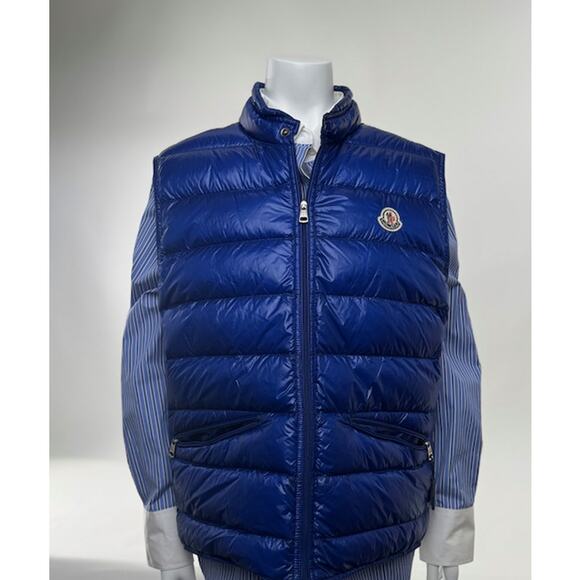 Men's Moncler Blue Gilet Gui Down Filled Vest Jacket Size XXL - Picture 16 of 16